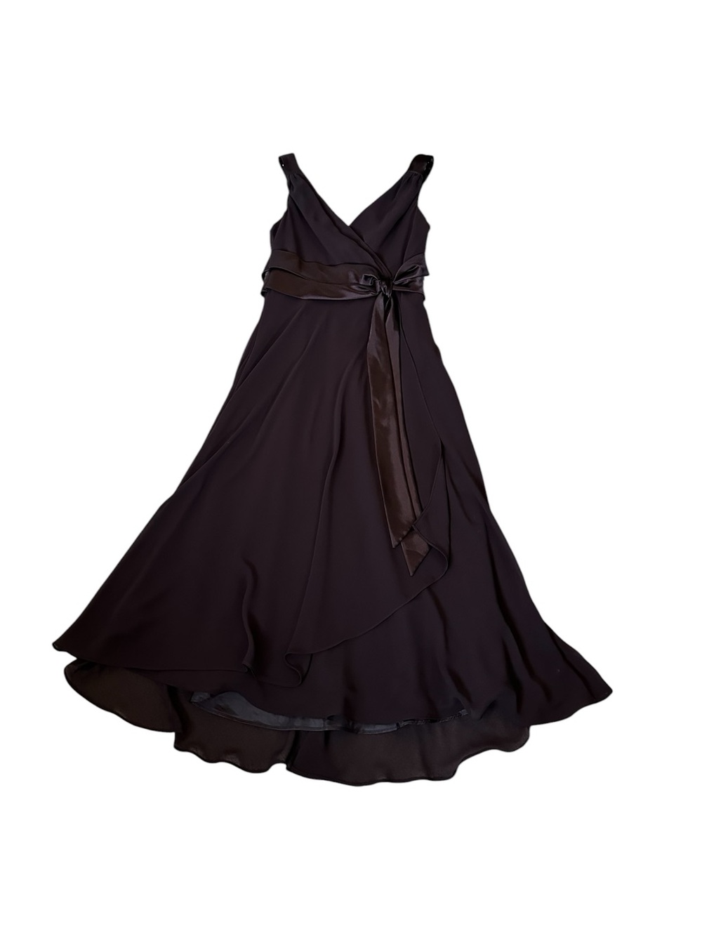 Jones Studio A-Line Midi Dress Satin Waist Bow Tie Flowy Hem Y2K Whimsigoth